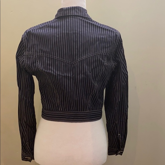 Gianni Versace Jean couture pinstripe blue Jean jacket vintage Medusa jacket - Picture 3 of 8